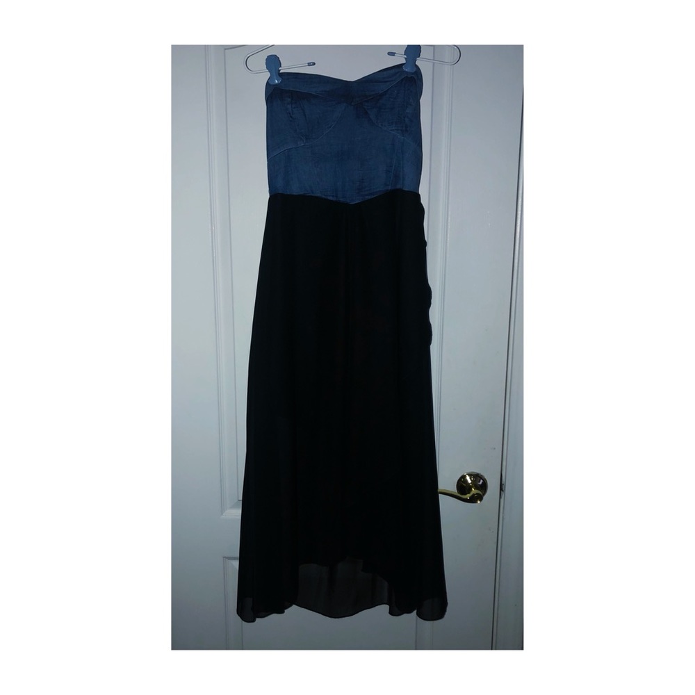 *NEW* Strapless Demin & Black Chiffon Hi/Low Dress
